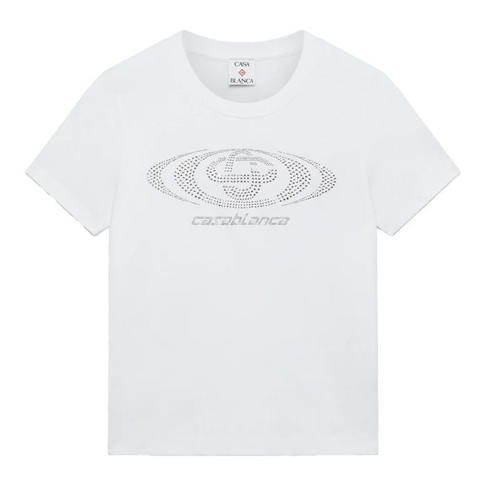 Casablanca Crystal Warped Logo Fitted T-shirt