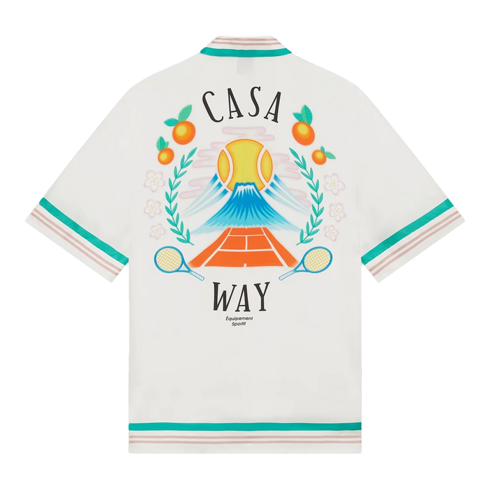 Casablanca Casa Way Short-Sleeve Silk Shirt White