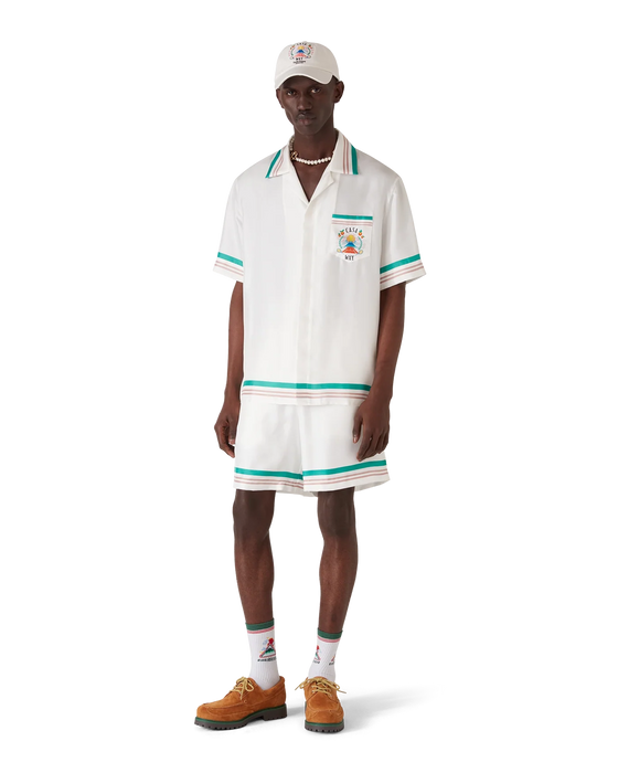 Casablanca Casa Way Short-Sleeve Silk Shirt White