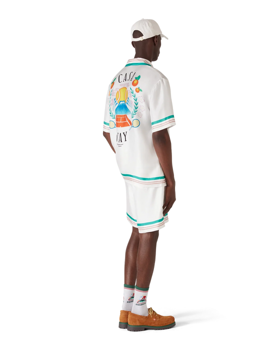 Casablanca Casa Way Short-Sleeve Silk Shirt White