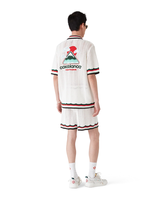 Casablanca Cotton Chevron Crochet Shorts White