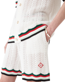 Casablanca Pantaloni scurți croșetați Cotton Chevron alb