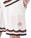 Casablanca Pantaloni scurți croșetați Cotton Chevron alb