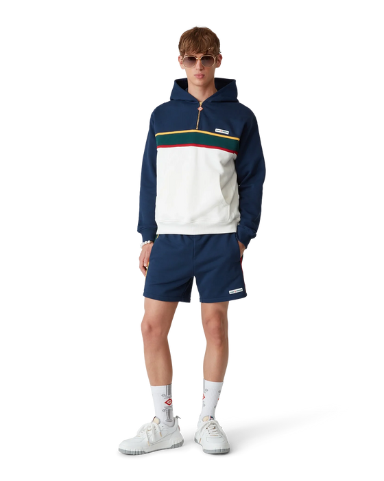 Casablanca Cotton Loopback Colourblock Panel Sweatshorts Navy