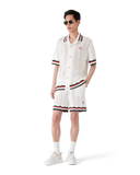 Casablanca Cotton Montagne Ondulee Short-Sleeve Crochet Shirt Off White
