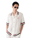 Casablanca Cotton Montagne Ondulee Short-Sleeve Crochet Shirt Off White