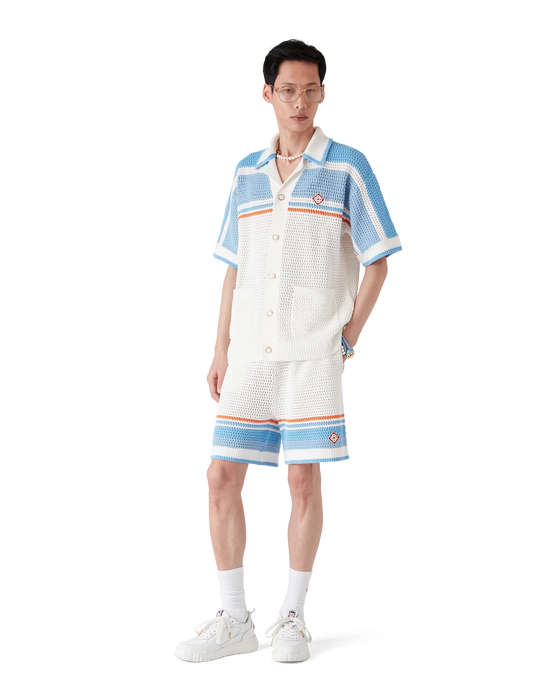 Casablanca Cotton Tennis Crochet Shorts Blue