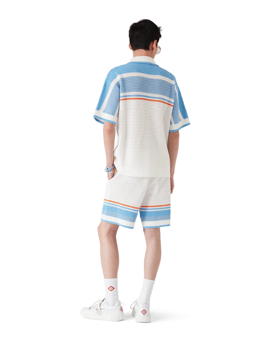 Casablanca Cotton Tennis Crochet Shorts Blue