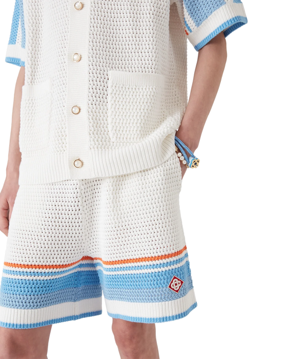 Casablanca Cotton Tennis Crochet Shorts Blue