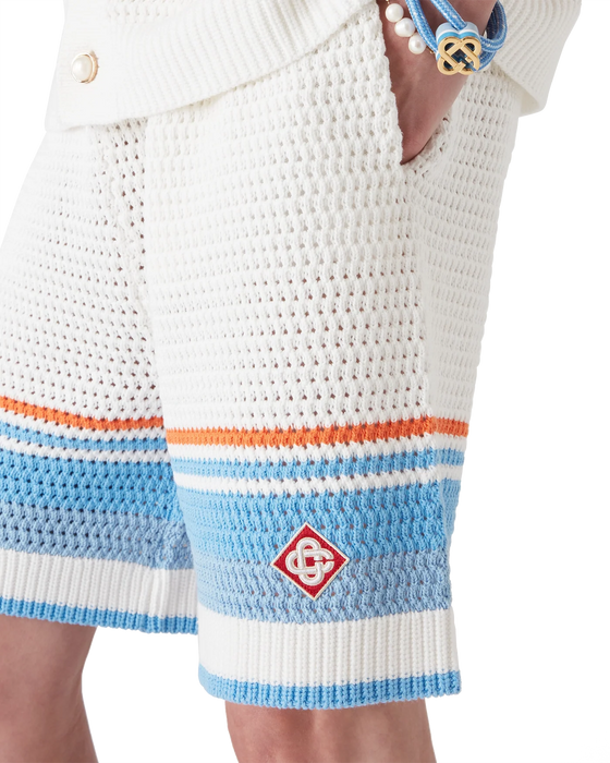 Casablanca Cotton Tennis Crochet Shorts Blue