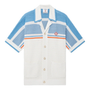 Casablanca Cotton Tennis Short-Sleeve Crochet Shirt Blue