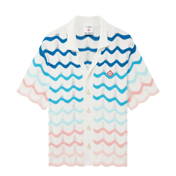 Casablanca Cotton Wave Crochet Shirt Multi