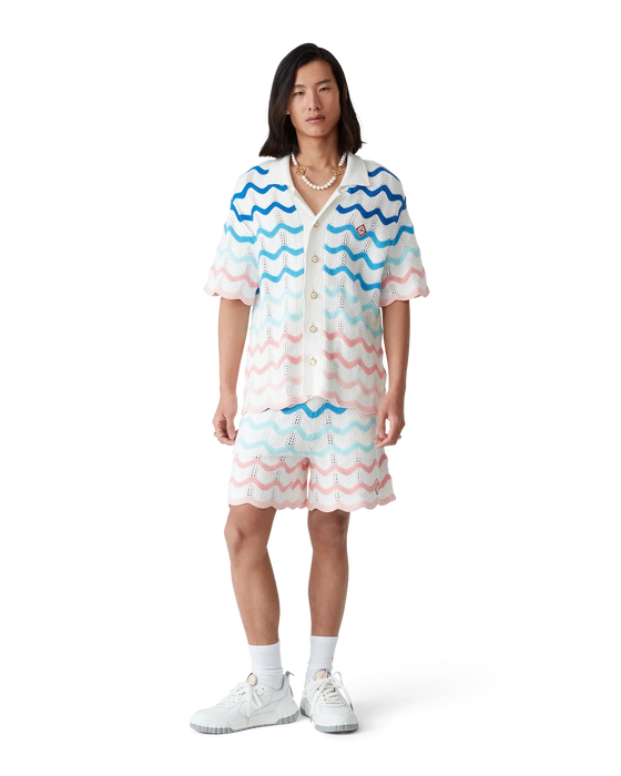 Casablanca Cotton Wave Crochet Shirt Multi