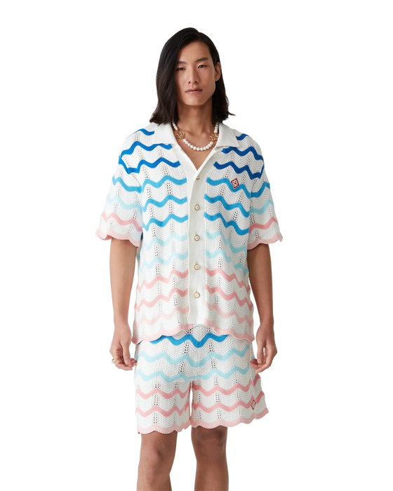 Casablanca Cotton Wave Crochet Shirt Multi