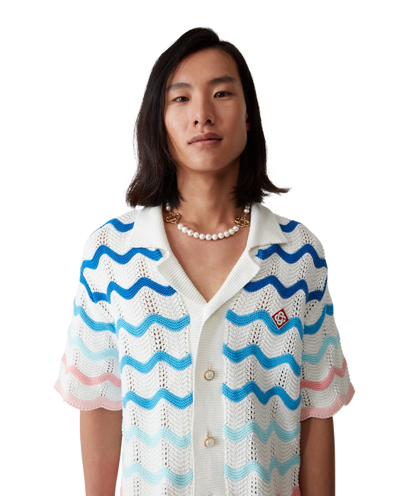 Casablanca Cotton Wave Crochet Shirt Multi