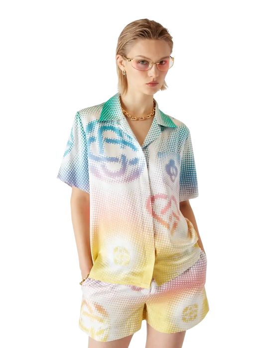 Casablanca Halftone Logo Cuban Collar SS Shirt