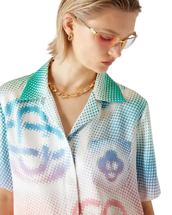 Casablanca Halftone Logo Cuban Collar SS Shirt