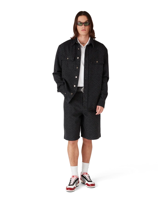 Casablanca Laser Monogram Denim Shorts Black