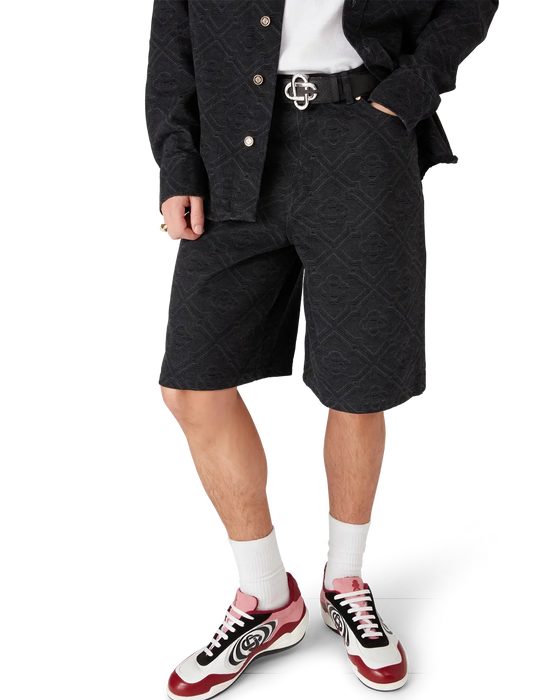 Casablanca Laser Monogram Denim Shorts Black