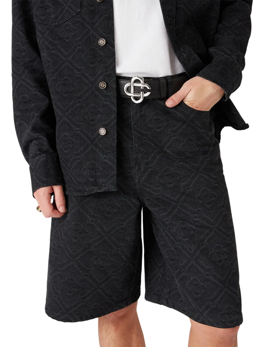Casablanca Laser Monogram Denim Shorts Black