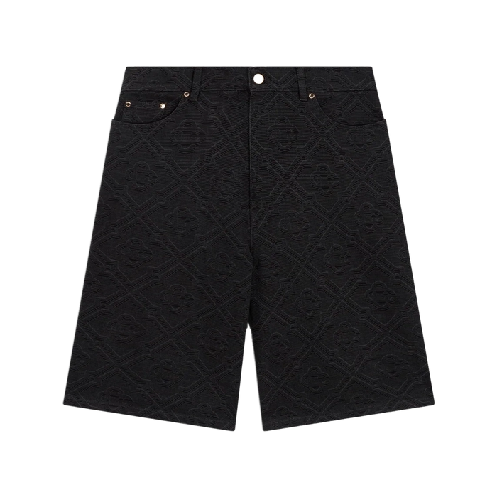 Casablanca Laser Monogram Denim Shorts Black
