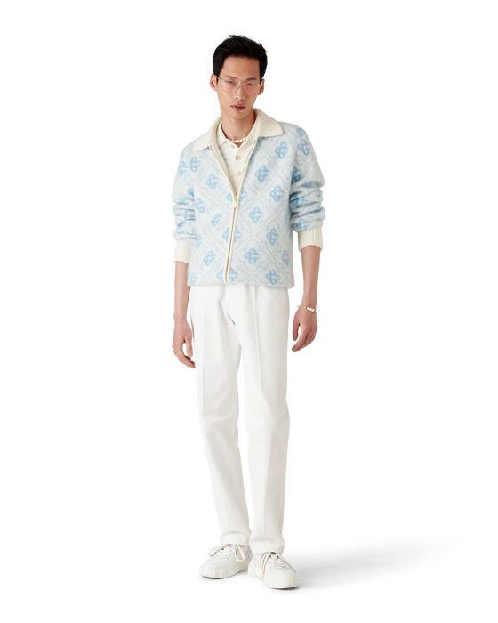 Casablanca Mohair Monogram Zip Jumper Blue