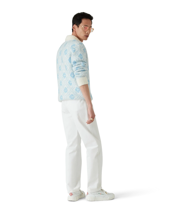 Casablanca Mohair Monogram Zip Jumper Blue