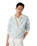 Casablanca Mohair Monogram Zip Jumper Blue