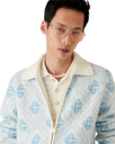 Casablanca Mohair Monogram Zip Jumper Blue