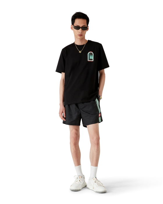 Casablanca Monogram Jacquard Stripe Swim Shorts Black