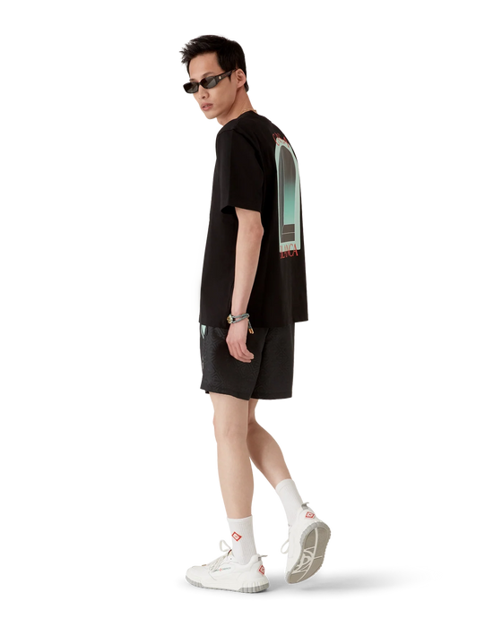 Casablanca Monogram Jacquard Stripe Swim Shorts Black