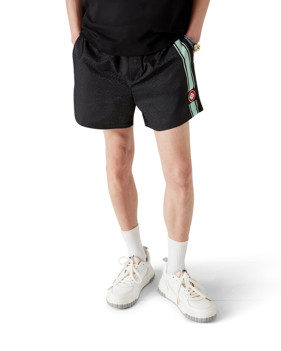 Casablanca Monogram Jacquard Stripe Swim Shorts Black