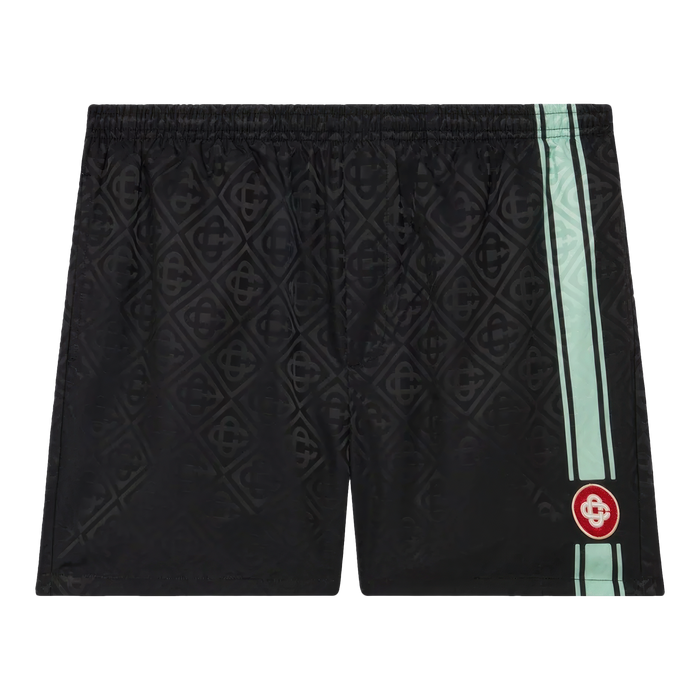Casablanca Monogram Jacquard Stripe Swim Shorts Black