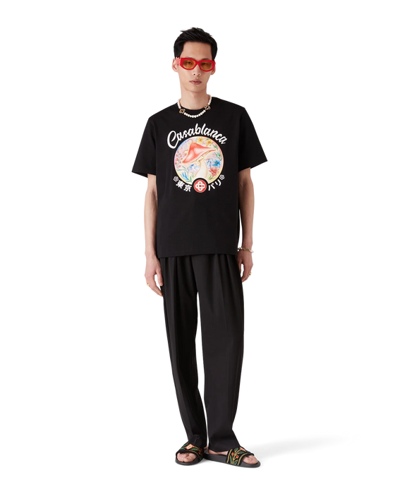 Casablanca Mushroom Emblem Short-Sleeve T-Shirt Black