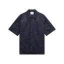 Casablanca Navy Half Tone Monogram Short Sleeve Shirt