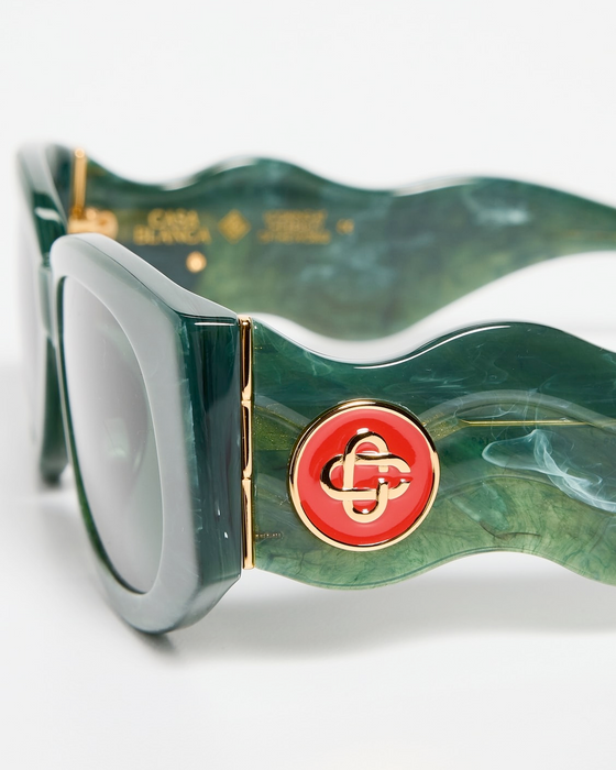 Casablanca Oval Wave Sunglasses Green
