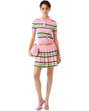 Casablanca Pink & Green Striped Fitted Polo Shirt