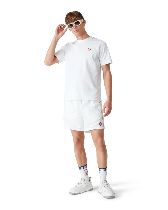 Casablanca Poly Tafetta Mens Printed Windbreaker Shorts Midnight Acropolis