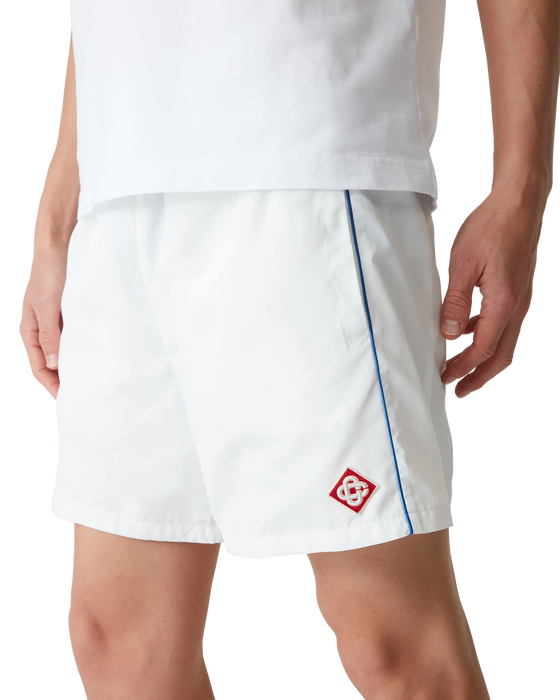 Casablanca Poly Tafetta Mens Printed Windbreaker Shorts Midnight Acropolis