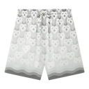 Casablanca Silk Satin Drawstring Shorts Grey Gradient Heart Monogram