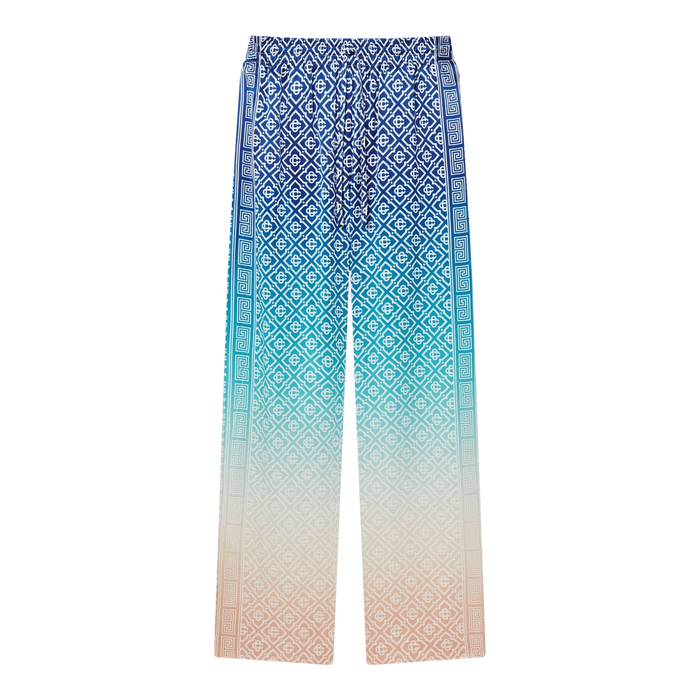Casablanca Silk Satin Drawstring Trousers Blue Gradient
