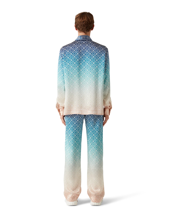 Casablanca Silk Satin Drawstring Trousers Blue Gradient