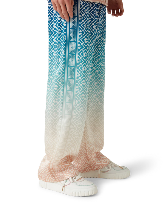 Casablanca Silk Satin Drawstring Trousers Blue Gradient