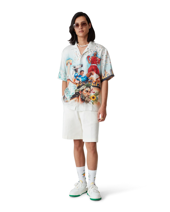 Casablanca Silk Twill Short Sleeve Cuban Collar Shirt Celebration Du Sport