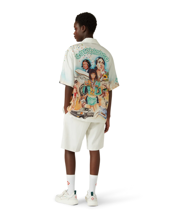 Casablanca Silk Twill Short Sleeve Cuban Collar Shirt Celebration Du Sport