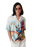 Cămașă Casablanca din twill de mătase cu mânecă scurtă și guler cubanez Celebration Du Sport