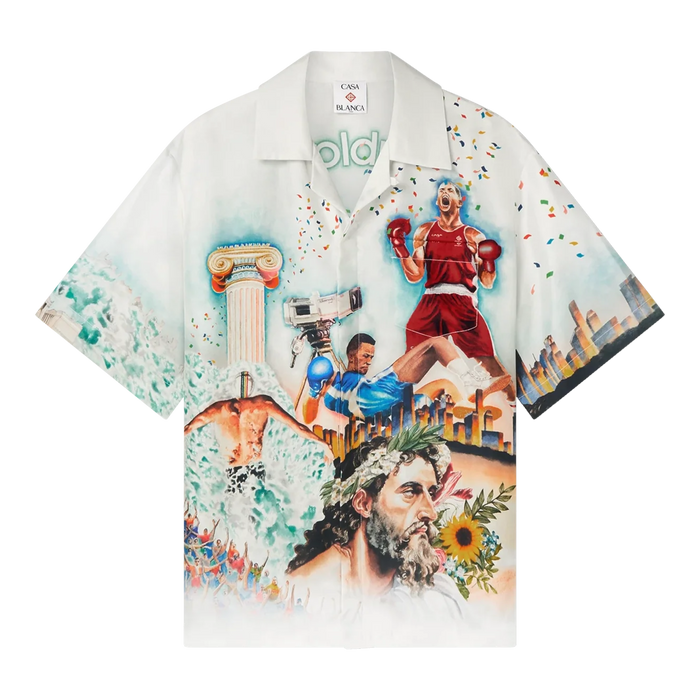 Casablanca Silk Twill Short Sleeve Cuban Collar Shirt Celebration Du Sport