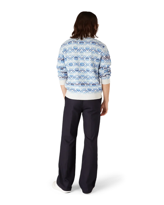 Casablanca Space Dye Monogram Long Sleeve Merino Cardigan