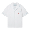 Casablanca Towelling Monogram Unisex Open Collar Shirt Bright White