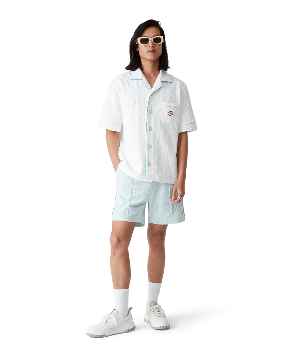 Casablanca Towelling Monogram Unisex Open Collar Shirt Bright White